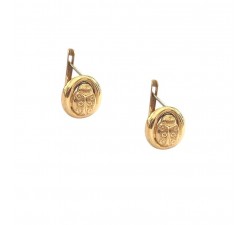 ORECCHINI IN ORO GIALLO 18 KT MODELLO SCUDO CON SMALTO VERDE