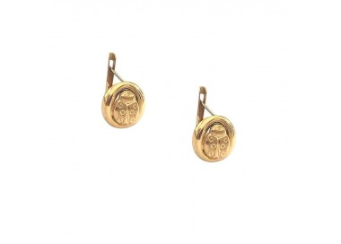 ORECCHINI IN ORO GIALLO 18 KT MODELLO SCUDO CON SMALTO VERDE