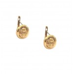 ORECCHINI IN ORO GIALLO 18 KT MODELLO SCUDO CON SMALTO VERDE
