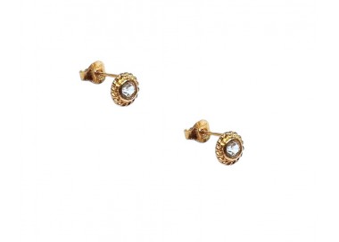 ORECCHINI IN ORO GIALLO 18 KT MODELLO SCUDO CON SMALTO VERDE