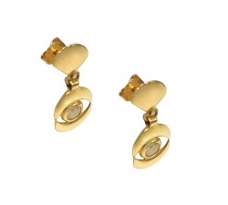 ORECCHINI IN ORO GIALLO 18 KT MODELLO SCUDO CON SMALTO VERDE