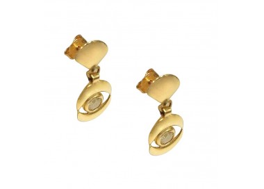ORECCHINI IN ORO GIALLO 18 KT MODELLO SCUDO CON SMALTO VERDE