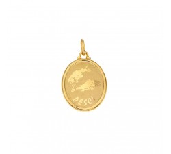 CIONDOLO SEGNO ZODIACALE PESCI IN ORO GIALLO 18 KT 