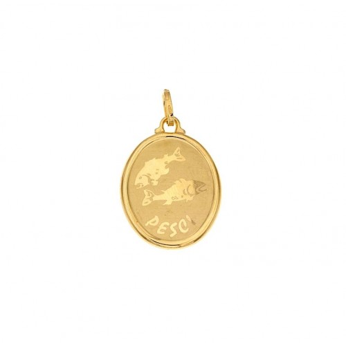 CIONDOLO SEGNO ZODIACALE PESCI IN ORO GIALLO 18 KT 
