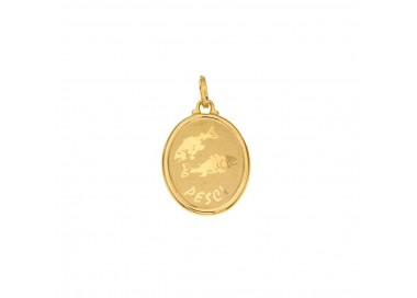 CIONDOLO SEGNO ZODIACALE PESCI IN ORO GIALLO 18 KT + COLLANA LACCIO IN OMAGGIO