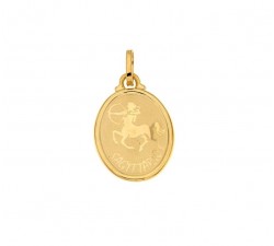 CIONDOLO SEGNO ZODIACALE SAGITTARIO IN ORO GIALLO 18 KT + COLLANA LACCIO IN OMAGGIO