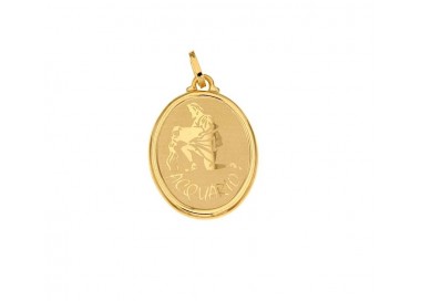 CIONDOLO ACQUARIO SEGNO ZODIACALE ORO GIALLO 18KT+ COLLANA LACCIO IN OMAGGIO