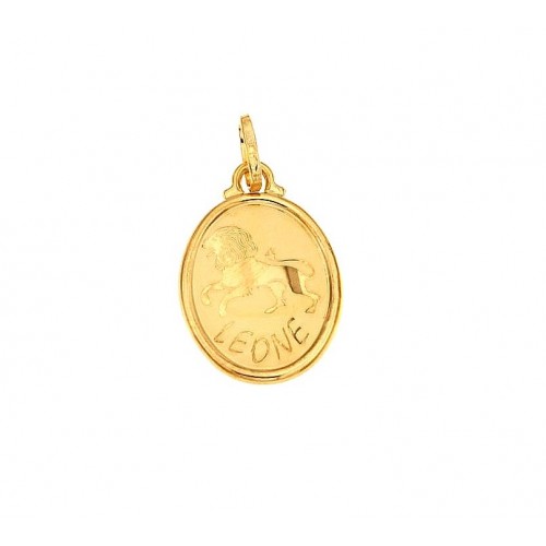 CIONDOLO SEGNO ZODIACALE LEONE IN ORO GIALLO 18 KT + COLLANA LACCIO IN OMAGGIO