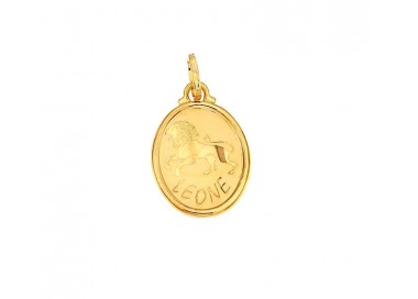 CIONDOLO SEGNO ZODIACALE LEONE IN ORO GIALLO 18 KT + COLLANA LACCIO IN OMAGGIO