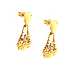 ORECCHINI PENDENTI IN ORO GIALLO 18 KT CON ZIRCONI ROSA E BIANCHI