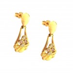 ORECCHINI PENDENTI IN ORO GIALLO 18 KT CON ZIRCONI ROSA E BIANCHI