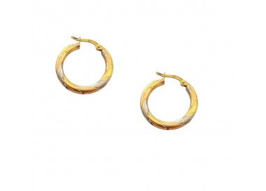 ORECCHINI CERCHI IN ORO GIALLO ROSA E BIANCO 18 KT
