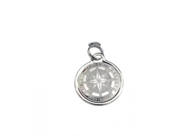 CIONDOLO ROSA DEI VENTI IN ORO BIANCO 18 KT CON COLLANA LACCIO IN OMAGGIO