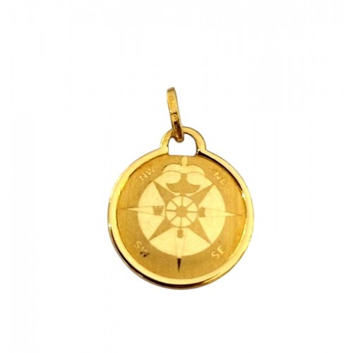 CIONDOLO ROSA DEI VENTI IN ORO GIALLO 18 KT + COLLANA LACCIO IN OMAGGIO