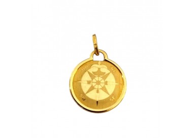 CIONDOLO ROSA DEI VENTI IN ORO GIALLO 18 KT + COLLANA LACCIO IN OMAGGIO