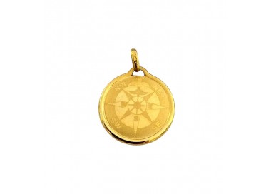 CIONDOLO ROSA DEI VENTI IN ORO GIALLO 18 KT + COLLANA IN OMAGGIO