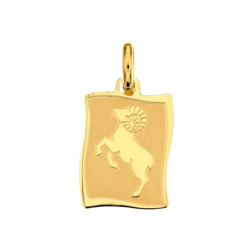 CIONDOLO MEDAGLIETTA ARIETE SEGNO ZODIACALE IN ORO GIALLO 18 KT + COLLANA IN OMAGGIO