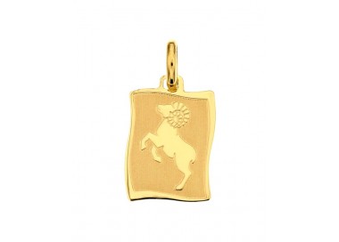 CIONDOLO MEDAGLIETTA ARIETE SEGNO ZODIACALE IN ORO GIALLO 18 KT + COLLANA IN OMAGGIO