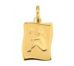 CIONDOLO MEDAGLIETTA VERGINE SEGNO ZODIACALE IN ORO GIALLO 18 KT + COLLANA IN OMAGGIO