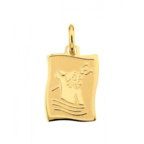 CIONDOLO SEGNO ZODIACALE LEONE IN ORO GIALLO 18 KT + COLLANA LACCIO IN OMAGGIO