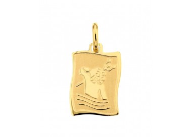 CIONDOLO SEGNO ZODIACALE LEONE IN ORO GIALLO 18 KT + COLLANA LACCIO IN OMAGGIO