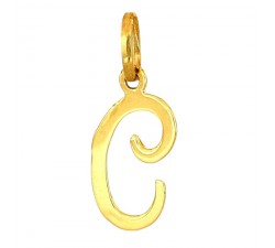 CIONDOLO LETTERA C CORSIVO IN ORO GIALLO 18 KT + COLLANA LACCIO IN OMAGGIO