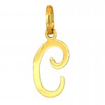 CIONDOLO LETTERA C CORSIVO IN ORO GIALLO 18 KT + COLLANA LACCIO IN OMAGGIO