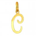 CIONDOLO LETTERA C CORSIVO IN ORO GIALLO 18 KT + COLLANA LACCIO IN OMAGGIO