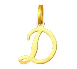 CIONDOLO LETTERA D CORSIVO IN ORO GIALLO 18 KT + COLLANA LACCIO IN OMAGGIO
