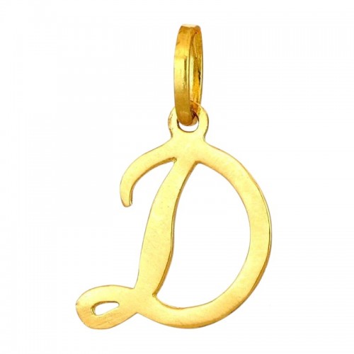 CIONDOLO LETTERA D CORSIVO IN ORO GIALLO 18 KT + COLLANA LACCIO IN OMAGGIO