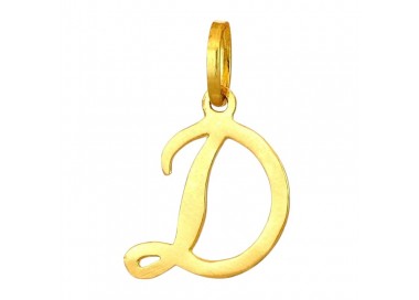 CIONDOLO LETTERA D CORSIVO IN ORO GIALLO 18 KT + COLLANA LACCIO IN OMAGGIO