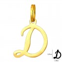 CIONDOLO LETTERA D CORSIVO IN ORO GIALLO 18 KT + COLLANA LACCIO IN OMAGGIO