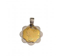 COLLANA SAN PIO IN ORO GIALLO E BIANCO 18 KT + COLLANA LACCIO IN OMAGGIO