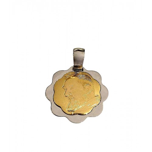 COLLANA SAN PIO IN ORO GIALLO E BIANCO 18 KT + COLLANA LACCIO IN OMAGGIO