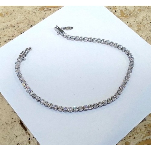 BRACCIALE TENNIS ORO BIANCO 18 KT CON ZIRCONI BIANCHI TAGLIO BRILLANTE