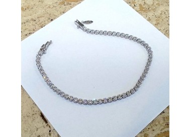BRACCIALE TENNIS ORO BIANCO 18 KT CON ZIRCONI BIANCHI TAGLIO BRILLANTE