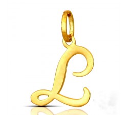 CIONDOLO LETTERA L CORSIVO IN ORO GIALLO 18 KT + COLLANA LACCIO IN OMAGGIO