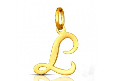 CIONDOLO LETTERA L CORSIVO IN ORO GIALLO 18 KT + COLLANA LACCIO IN OMAGGIO