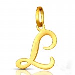 CIONDOLO LETTERA L CORSIVO IN ORO GIALLO 18 KT + COLLANA LACCIO IN OMAGGIO