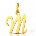 CIONDOLO LETTERA M CORSIVO IN ORO GIALLO 18 KT + COLLANA LACCIO IN OMAGGIO