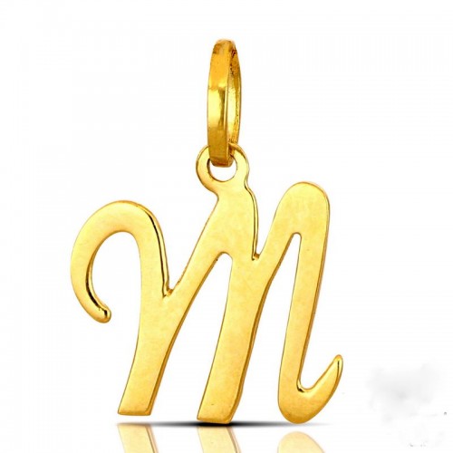 CIONDOLO LETTERA M CORSIVO IN ORO GIALLO 18 KT + COLLANA LACCIO IN OMAGGIO