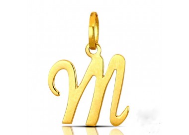 CIONDOLO LETTERA M CORSIVO IN ORO GIALLO 18 KT + COLLANA LACCIO IN OMAGGIO