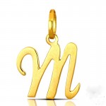 CIONDOLO LETTERA M CORSIVO IN ORO GIALLO 18 KT + COLLANA LACCIO IN OMAGGIO