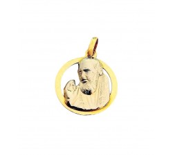 COLLANA SAN PIO IN ORO GIALLO E BIANCO 18 KT + COLLANA LACCIO IN OMAGGIO