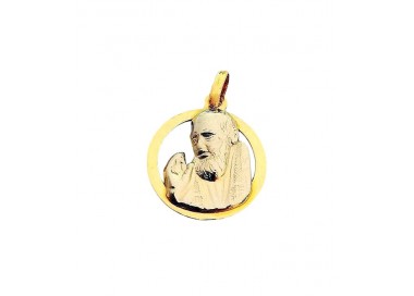 COLLANA SAN PIO IN ORO GIALLO E BIANCO 18 KT + COLLANA LACCIO IN OMAGGIO