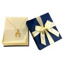 COLLANA SAN PIO IN ORO GIALLO E BIANCO 18 KT + COLLANA LACCIO IN OMAGGIO