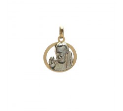 COLLANA SAN PIO IN ORO GIALLO E BIANCO 18 KT + COLLANA LACCIO IN OMAGGIO