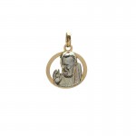 COLLANA SAN PIO IN ORO GIALLO E BIANCO 18 KT + COLLANA LACCIO IN OMAGGIO