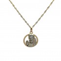 COLLANA CIONDOLO SAN PIO IN ORO GIALLO E BIANCO 18 KT 