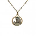 COLLANA CIONDOLO SAN PIO IN ORO GIALLO E BIANCO 18 KT 